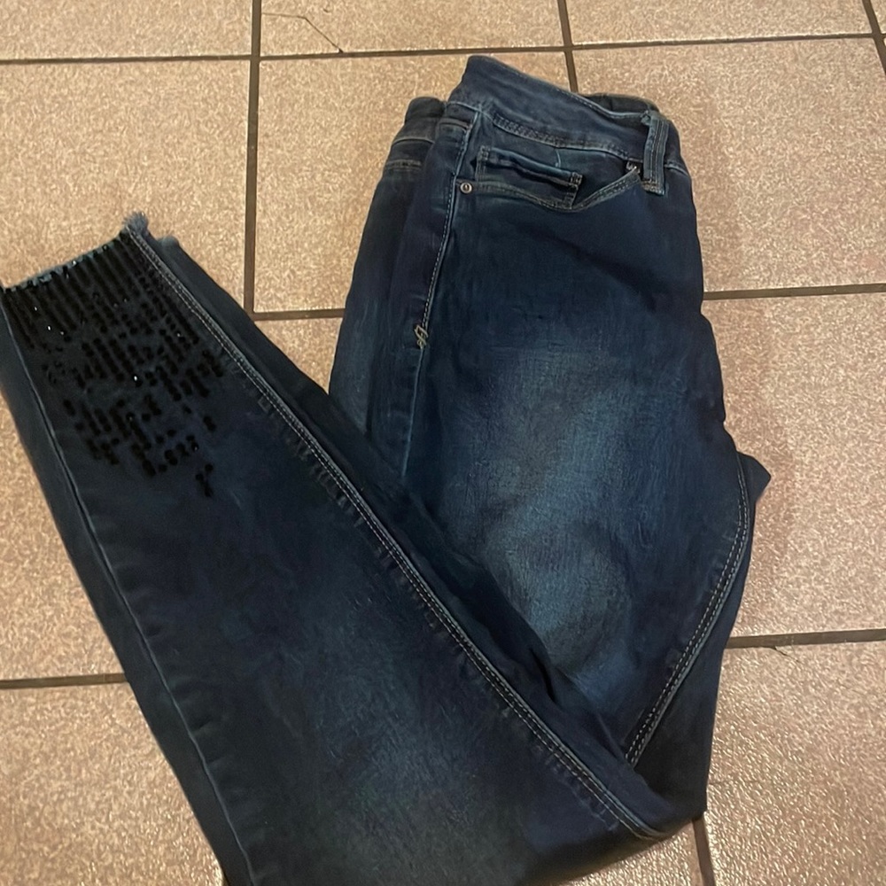 Adorable kids glittery denim jeans